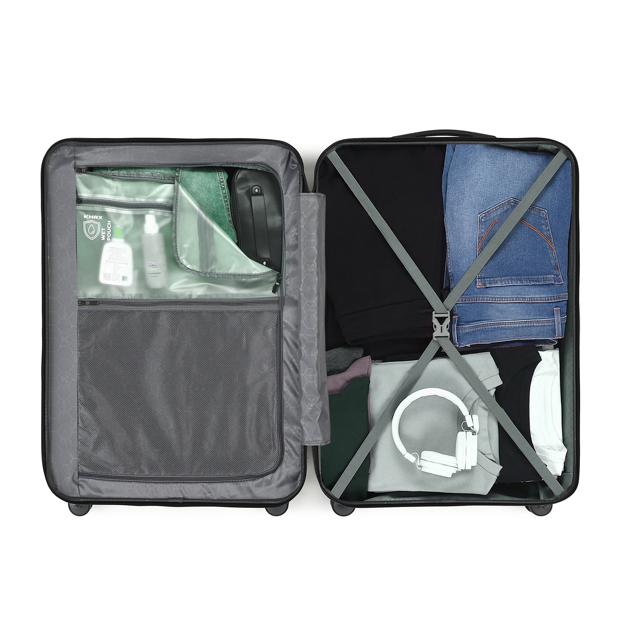 HRX by Hrithik Roshan Hard Body Set of 3 Luggage 8 Wheels - Glide