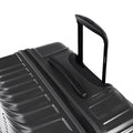 Hard-shell rolling luggage with 8 wheels, black side with carry handle and molded ridges