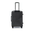 Charcoal gray hard-shell check-in suitcase with ribbed texture, 8 wheels, telescopic handle