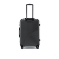 Charcoal grey medium suitcase back view with telescopic handle and four wheels