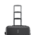 Medium check-in suitcase, charcoal ribbed shell, telescopic handle, 8 wheels.