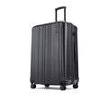 Hard-shell spinner suitcase with telescopic handle, dark charcoal, ribbed sides