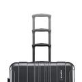 Dark grey large check-in suitcase with extended telescopic handle and four wheels