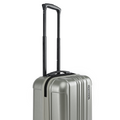 Small cabin suitcase with telescopic handle, olive green shell and side latch, 8-wheel design