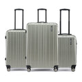 Medium and smaller suitcases, light silver shell, 8 wheels, telescopic handles