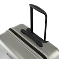 HRX medium check-in suitcase top handle and side grip on ribbed silver body