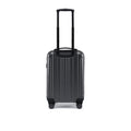 Small cabin suitcase with 8 wheels, charcoal grey, back view with upright handle