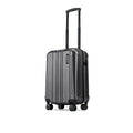 Small cabin suitcase with 8 wheels, charcoal grey, front angled view with handle