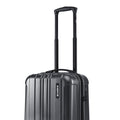 Small cabin suitcase with 8 wheels, charcoal grey, close-up of upright handle and top