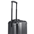 Small hard-shell cabin suitcase in charcoal grey with telescopic handle and ridged shell