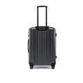 Charcoal grey check-in suitcase front view with telescopic handle and corner wheels