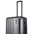 Charcoal grey check-in suitcase top and front with telescopic handle and side lock panel