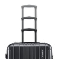 Grey check-in suitcase with stacked telescopic handles, front view of ribbed shell.