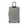 Hard-shell spinner suitcase, light silver-gray with top handle and 8-wheel base