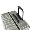 Hard-shell spinner suitcase, olive-silver finish with top carry handle and front zipper