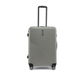 HRX medium check-in suitcase in silver with upright handle and ribbed shell