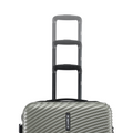 Silver hard-shell check-in suitcase with three stacked telescopic handles view