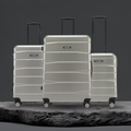 Hard-sided luggage set of 3 with telescopic handles and spinner wheels, silver