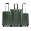 Dark green large check-in suitcase with telescopic handles and four spinner wheels