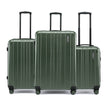Medium and smaller suitcases, dark green shell, 8 wheels, telescopic handles