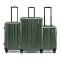 Medium and smaller suitcases, dark green shell, 8 wheels, telescopic handles
