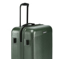 Dark green medium check-in suitcase with upright handle and side panel