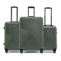 Dark green check-in suitcase set with telescopic handles and spinner wheels