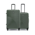 Small cabin suitcase in dark green with ribbed shell, telescopic handle, and spinner wheels