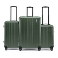 Dark green small cabin suitcase set with telescopic handles and spinner wheels