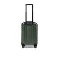 Small cabin suitcase in dark green with extendable handle and corner wheels