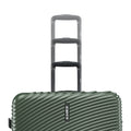 Hard-sided luggage set, dark green ribbed suitcases with telescoping handles and spinner wheels