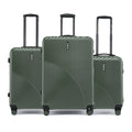 Dark green 3-piece cabin suitcase set with telescopic handles and spinner wheels