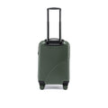 Dark green small cabin suitcase with ridged shell, stacked handle and rolling wheels