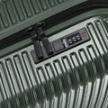 Dark green suitcase with built-in combination lock on front