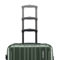 Dark green hard-shell suitcase with nested telescoping handles and ridged front