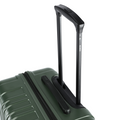 Dark green hardshell suitcase side with carry handle and ridged shell panel