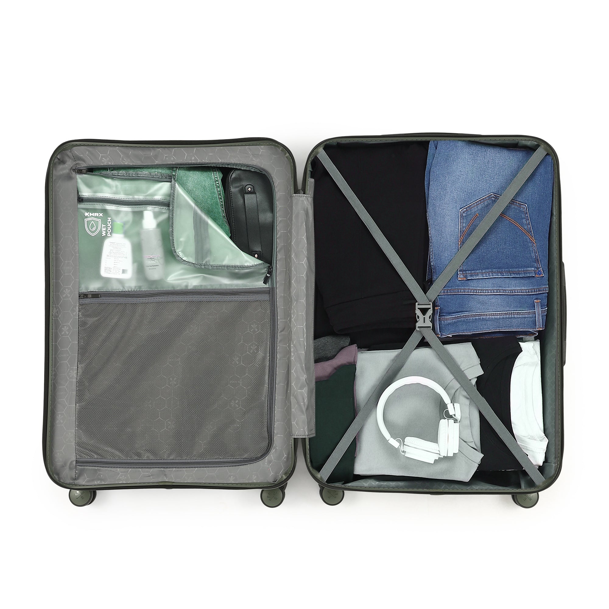 HRX by Hrithik Roshan Hard Body Set of 2 Luggage 8 Wheels - Grit