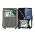 2-piece hard-shell luggage set open interior with divider and zip pockets