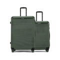 Dark green hard-shell luggage set: telescopic handles, 8 wheels, 2 pieces