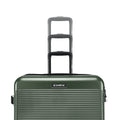 Large check-in suitcase, dark green front with stacked telescopic handles and ridges