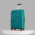 Large check-in suitcase, teal finish, telescopic handle, 8 wheels, ridged shell