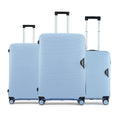 Polypropylene luggage set of 3 with telescopic handle and spinner wheels, light blue shell