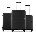 Polypropylene luggage set of 3 with telescopic handle and spinner wheels, black shell