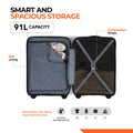 Dark blue polypropylene suitcase interior with compression straps and soft lining