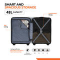 Set of 2 polypropylene wheeled suitcases, black hardshell with open front compartments