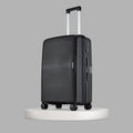 Medium polypropylene hard-shell suitcase, dark black, with 8 spinner wheels