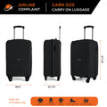 HRX cabin suitcase, black hard-shell with telescopic handle and 4 wheels, three views.
