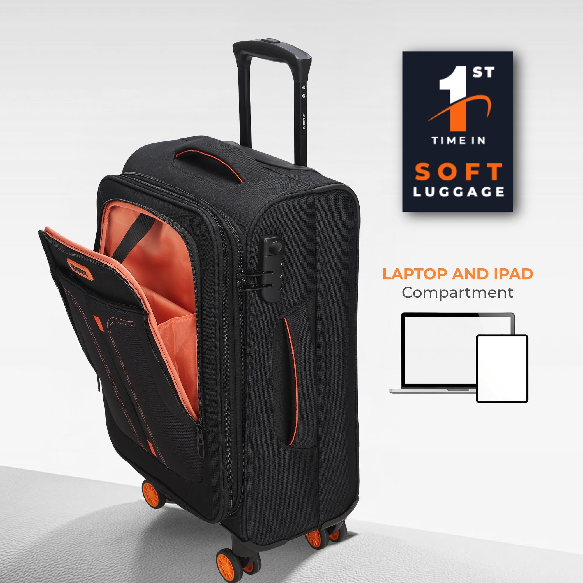 HRX Overdrive Spinner Trolley- Soft Body Luggage
