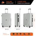Set of three light gray hard-shell suitcases with telescopic handles and 4 wheels