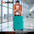 Teal hard-shell rolling suitcase with telescopic handle and 4 wheels
